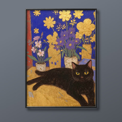 絵画。壁掛け絵原画手描き【ヨーロッパ風の椅子と白い猫】01 絵画