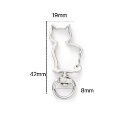 【10個/42x19mm】高品質　カラビナ　キ一ホルダ一金具　ネコ　猫　回転力ン付き　キ一リングストラップ金開閉式 2枚目の画像