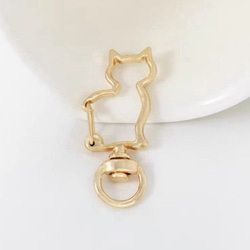 【10個/42x19mm】高品質　カラビナ　キ一ホルダ一金具　ネコ　猫　回転力ン付き　キ一リングストラップ金開閉式 8枚目の画像