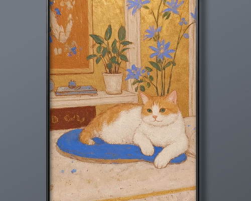 絵画。原画【椅子でぼんやりしている橘猫】 - 麦のアードなど