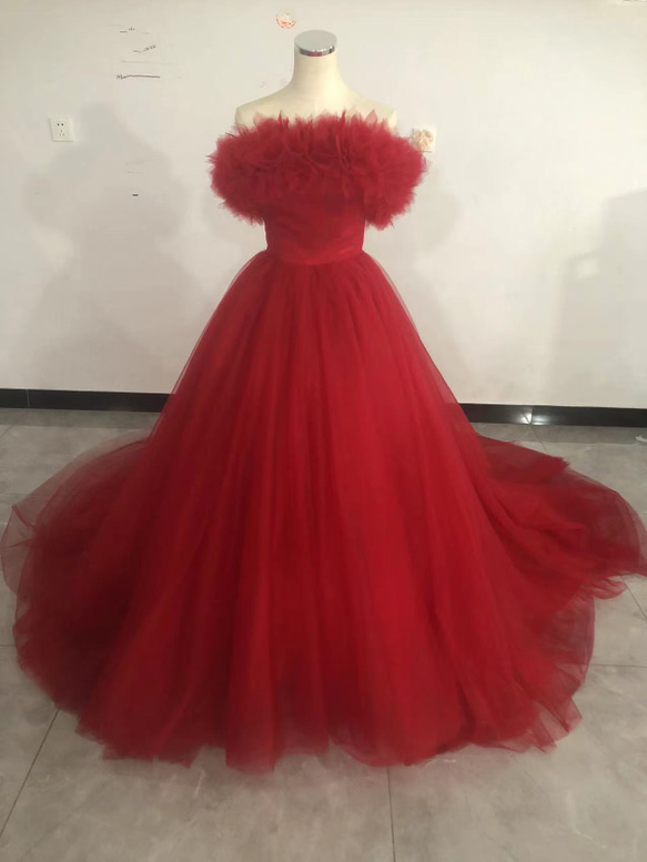 赤いティアードチュールドレス 着用イメージ写真あり 定価4万円程 楽天市場】ウェディングドレス ウエディングドレス 花嫁 ロング