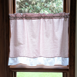 ホワイトコットン♪フリル両開きカフェカーテン♡︎大きなリボン