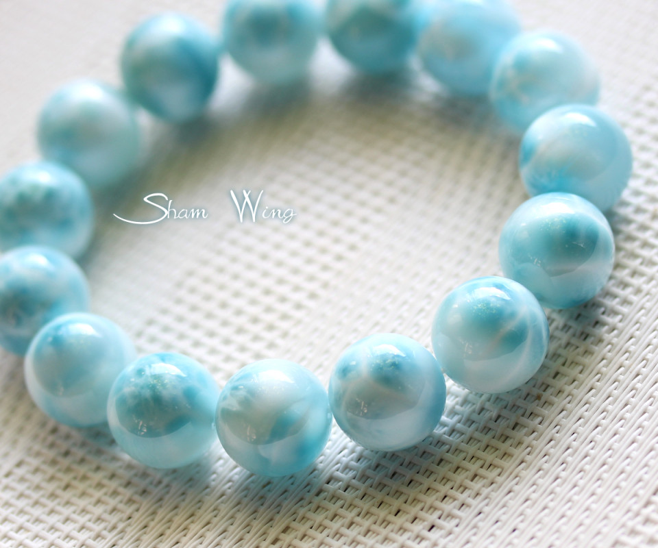 高品質ラリマー約13.8～13.9mmブレスレット 強力なヒーリング✿天然石