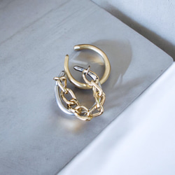 耳夾「q.basic+」鏈條不銹鋼雙色 第6張的照片