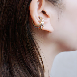 耳夾「q.basic+」鏈條不銹鋼雙色 第3張的照片