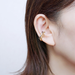 耳夾「q.basic+」鏈條不銹鋼雙色 第4張的照片