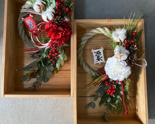 年内お届け可】【即日発送】赤☆幸運を呼ぶダリアお正月飾り