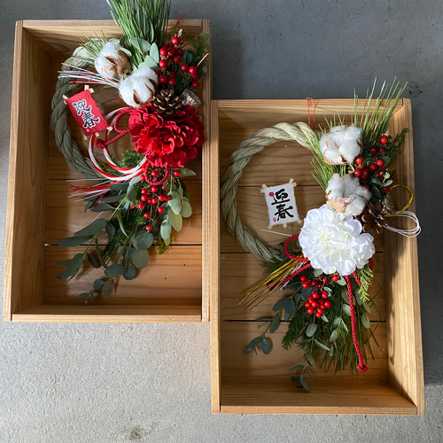 年内お届け可】【即日発送】赤☆幸運を呼ぶダリアお正月飾り