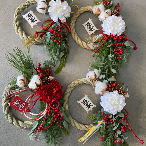 年内お届け可】【即日発送】赤☆幸運を呼ぶダリアお正月飾り