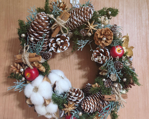 ナチュラルクリスマスリース2024 リース 6gatuusagi 通販 18587149