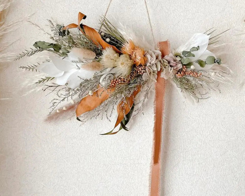 ◇スワッグ◇ナチュラルスワッグ◇ドライフラワー 横向きスワッグ ナチュラル ドライフラワー 横長スワッグ