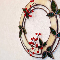 ✴︎:.｡.グリーン×ホワイトの八角形の鏡♪（Size20/Max21） ステンド