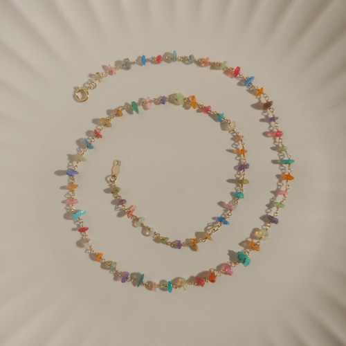 14kgf製カラーオパールのイルミネーションネックレス ネックレス