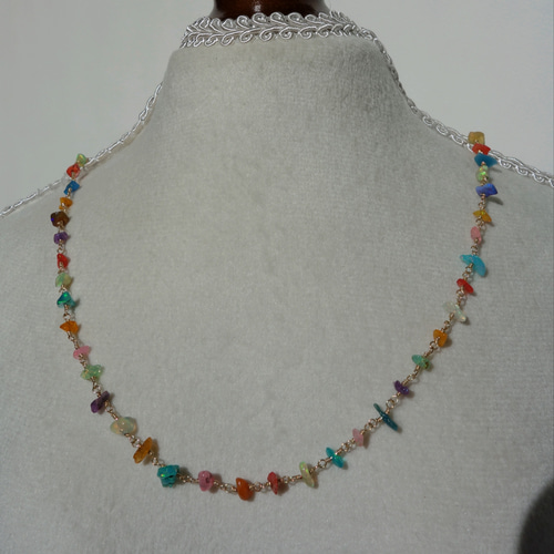 プレシャスオパール2連ネックレス14kgf 14kgf製カラーオパールのイルミネーションネックレス ネックレス