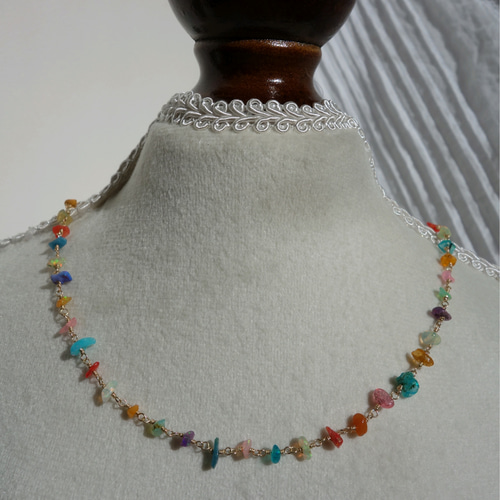 14kgf製カラーオパールのイルミネーションネックレス ネックレス