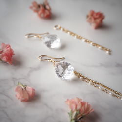 14Kgf×デンドリティックアゲートとつのつのあこやのピアス ピアス