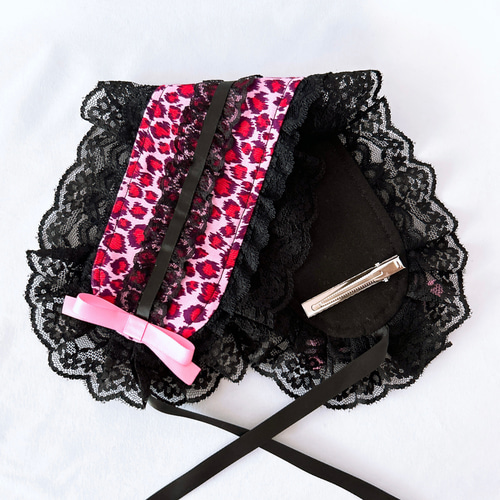 ヘッドドレス ウチら最強姫ギャル Y2K ピンク レオパード ヒョウ柄 黒