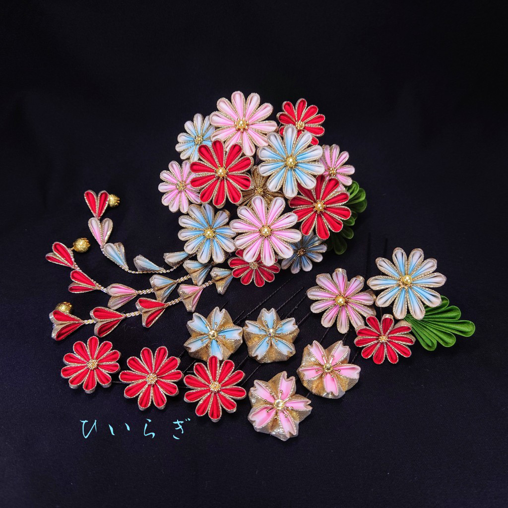 ふきよせ簪　つまみ細工