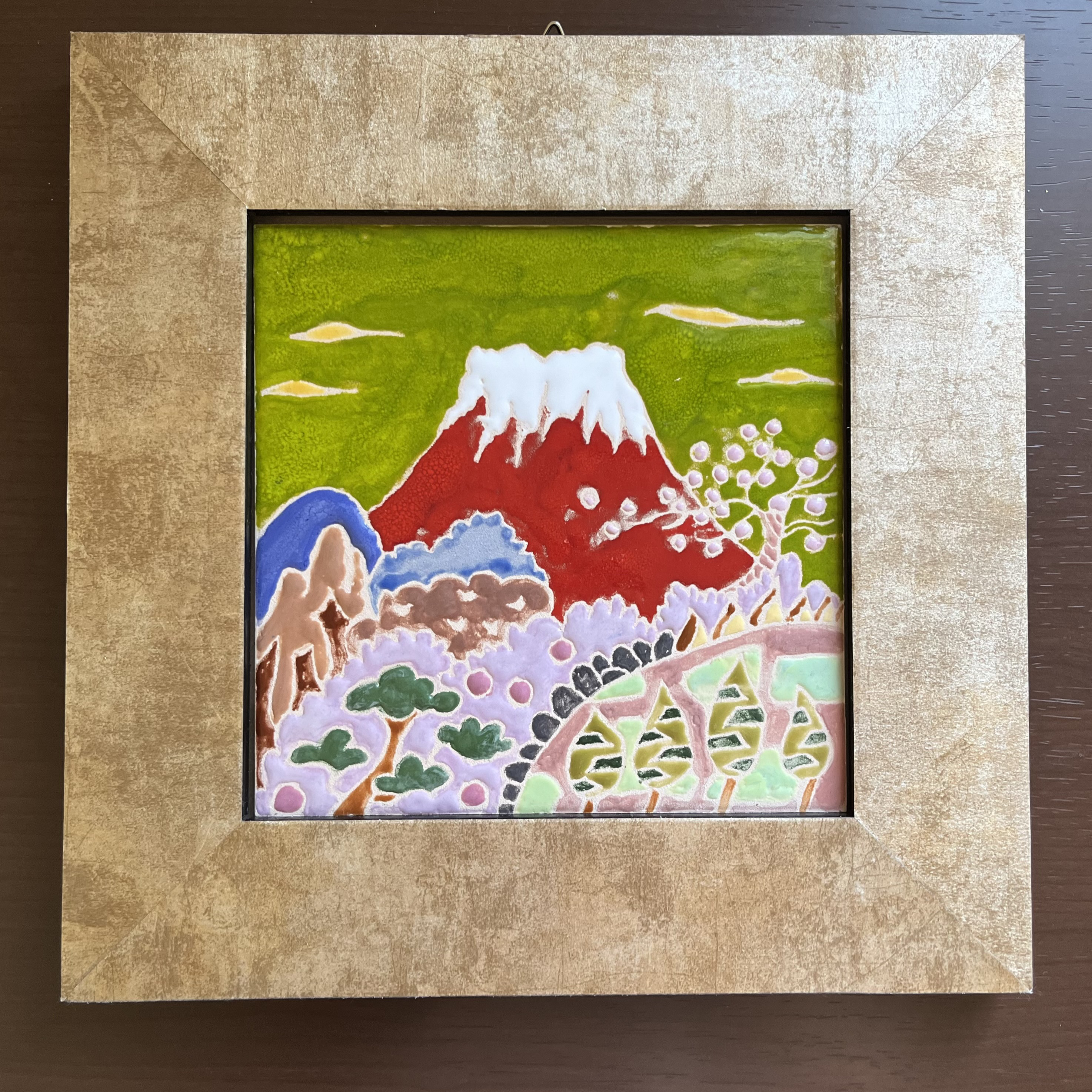 油絵調 レリーフ工藝画 赤富士 良額 室内調度 壁飾り(ZE435) 壁飾り 「赤富士」 その他アート 工房R.COSMOあーる.こすも 通販