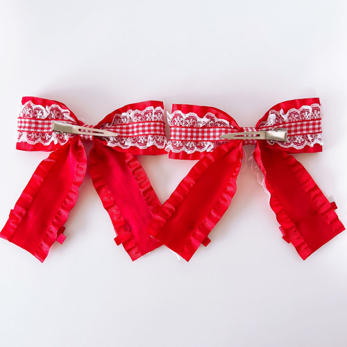 ラパフェ　ピンクリボンヘアクリップ2個セット ラパフェ ピンクリボンヘアクリップ2個セット