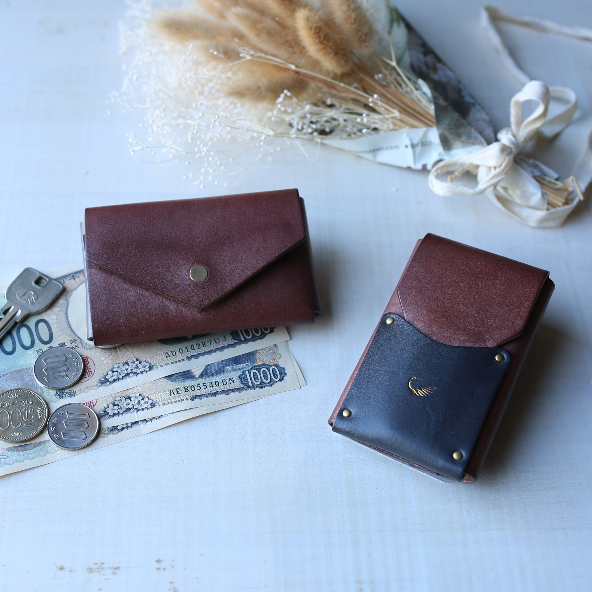 【送料無料】オールインワン コンパクト財布 ”kamome” ネイビー