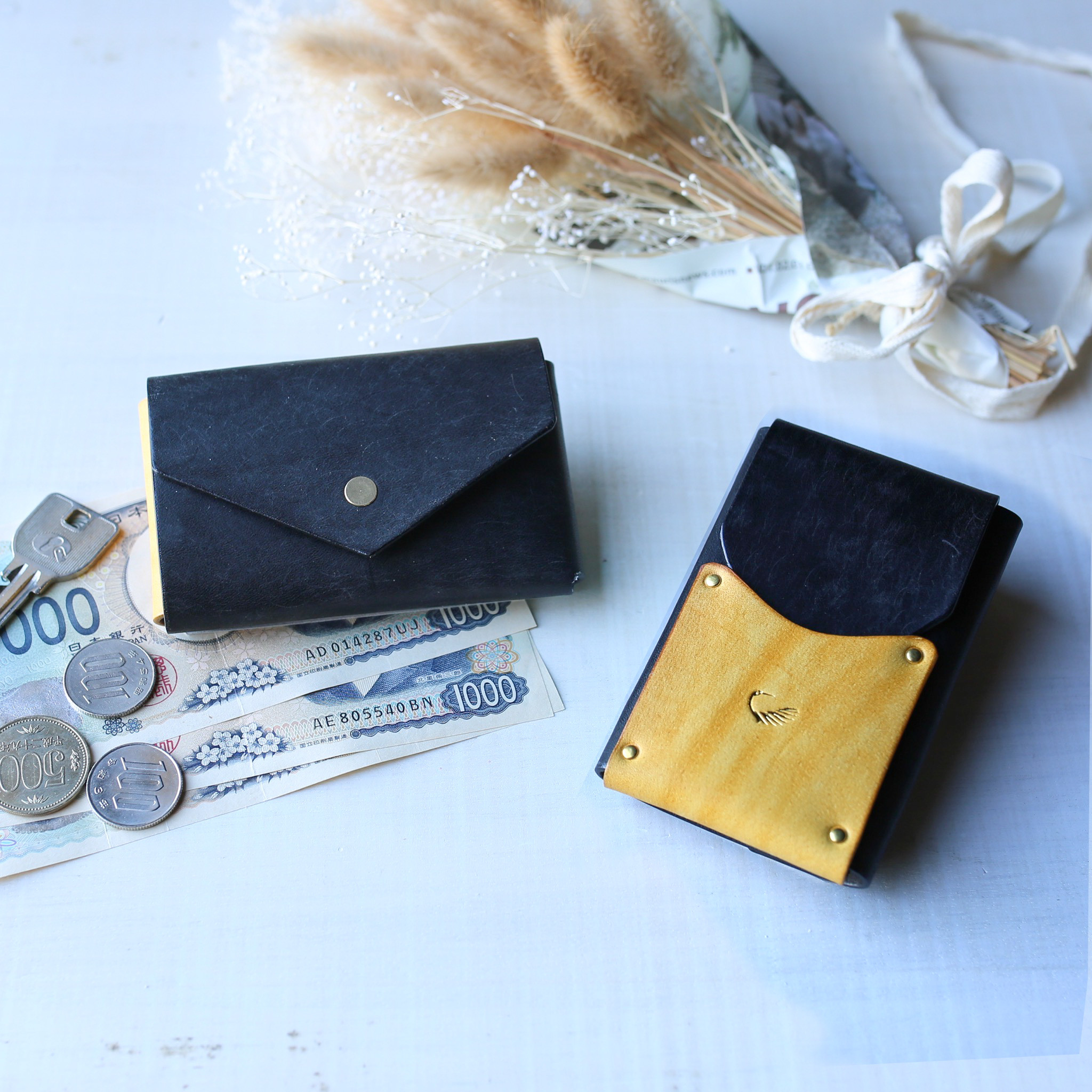 【送料無料】オールインワン コンパクト財布 ”kamome” ブラック