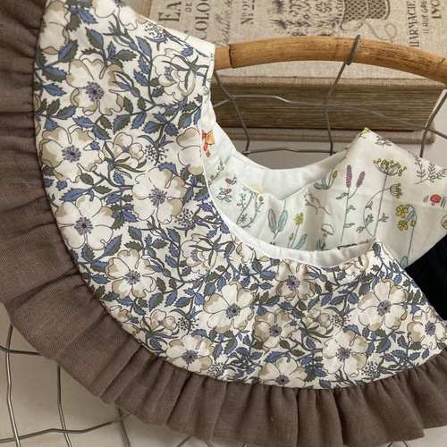 柄色選べる【 フリルドーナツスタイ 】リバティ スタイ よだれかけ