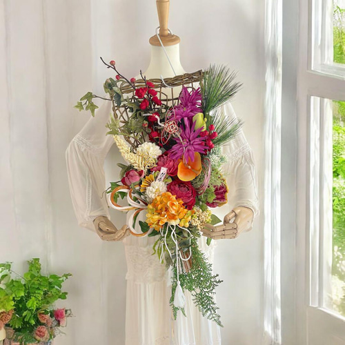 しめ縄リース 熊手 しめ飾り しめ縄 正月飾り 正月玄関飾り 造花 門松