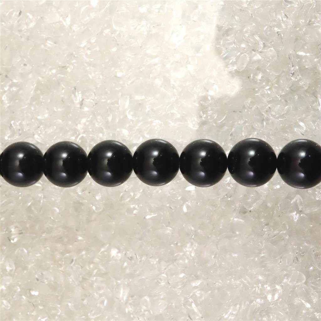 ロシア産モリオン 黒水晶 AAA ラウンドビーズ 12mm　1/2連（約17cm）　 #44449