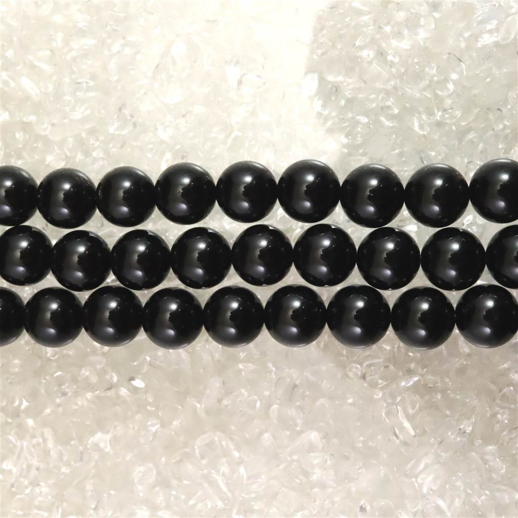 ロシア産モリオン 黒水晶 AAA ラウンドビーズ 10mm　1/2連（約18cm）　 #92797