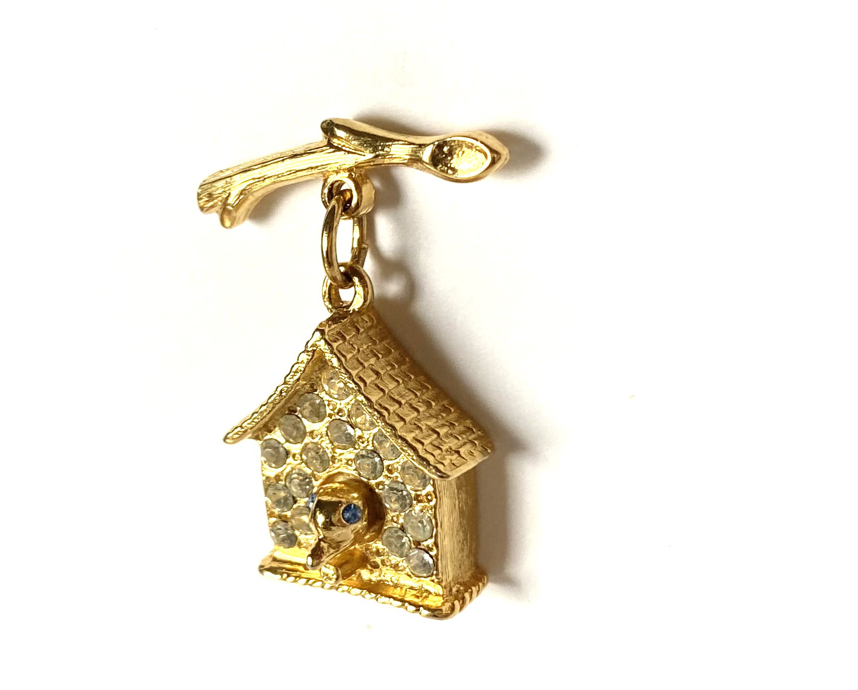 【ビンテージ 　ラインストーン　小鳥　巣箱　ピンブローチ】19９0年代