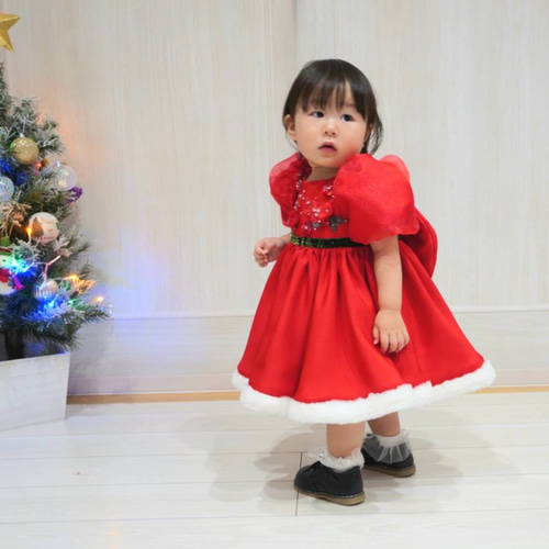 2024クリスマス 80size ベビードレス】ベビーワンピース 女の子