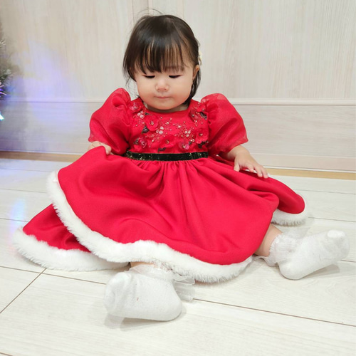 2025クリスマス 80size ベビードレス】ベビーワンピース 女の子 誕生日