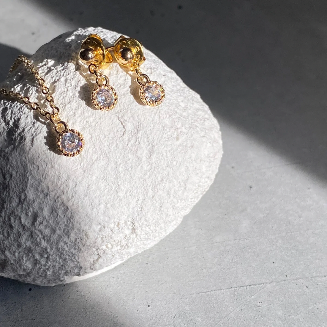 《特集掲載》送料無料 ピアス ネックレス セット ゴールド 14kgf 一粒 上品 きれいめ シンプル プレゼント