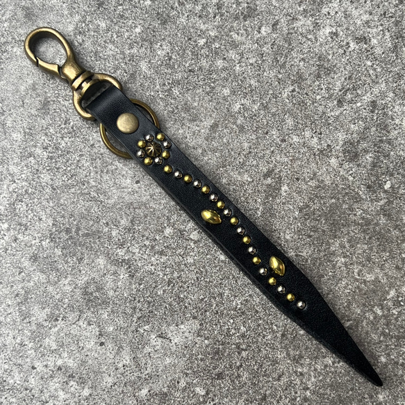 栃木レザー キーホルダー キーリング ストラップ スタッズ 日本製 本革