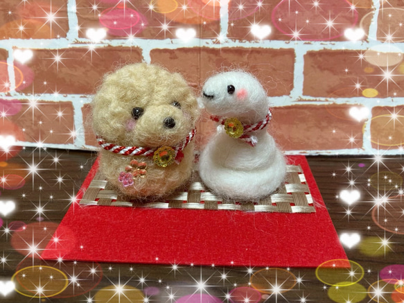 羊毛フェルト　トイプードル　お正月 お正月に！2025年トイプードルちゃん 羊毛フェルト くみ 通販 18588895