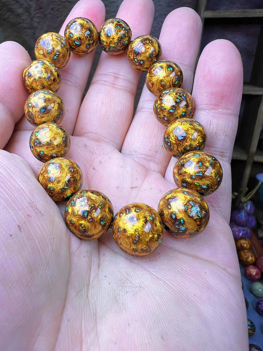 ハンドメイド ブレスレット バングル 漆器 漆塗り リストバンド 古代の技術 紫檀 螺鈿 オパール 誕生日 周年記念日