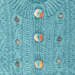 アランと編込み模様のターコイズブルーカーディガン 6枚目の画像