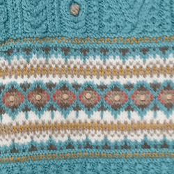 アランと編込み模様のターコイズブルーカーディガン 5枚目の画像