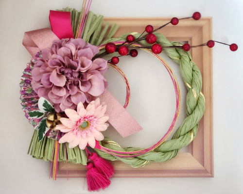 お正月しめ縄リース手作りキット(ナチュラル&水引) しめ縄