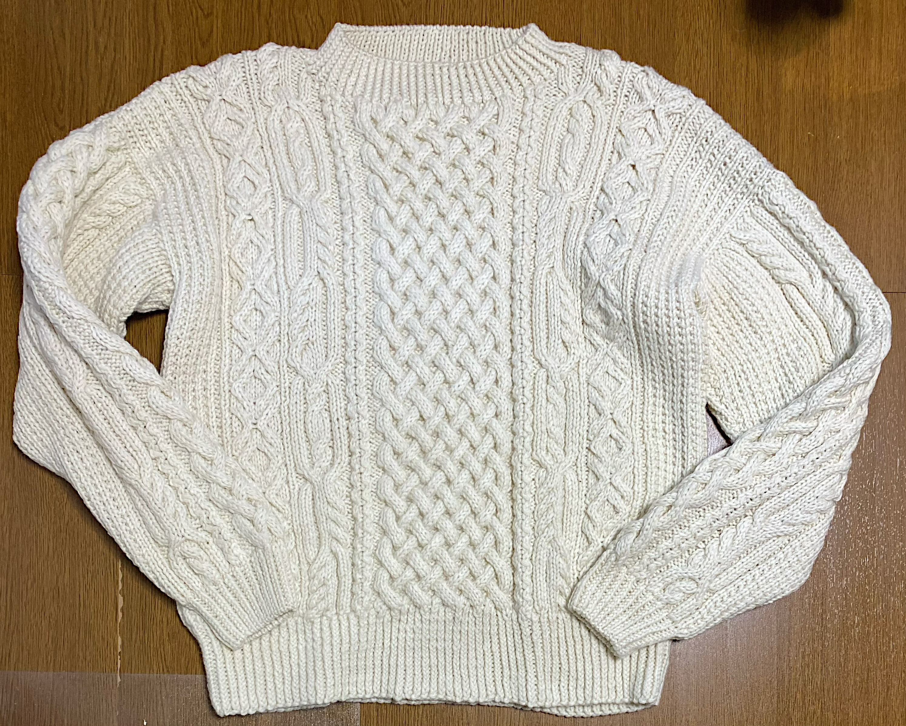 手編み　メンズアランセーター　L