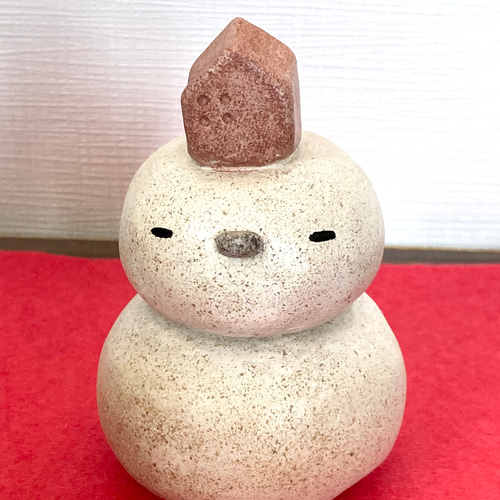 丸くてかわいいシマエナガさんの鏡餅 陶器のお正月飾り ミニサイズ