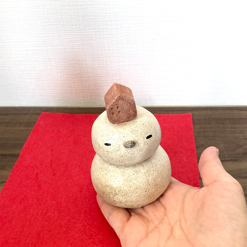 丸くてかわいいシマエナガさんの鏡餅 陶器のお正月飾り ミニサイズ