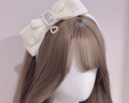 リボンカチューシャ 白 cincshop_cinc-y-2475