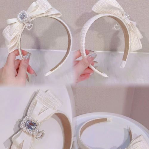 量産型パールリボン白カチューシャ❣️ カチューシャ めぃめぃ