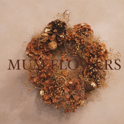 スモークツリーのミニリース　ドライフラワーリース スモークツリーのフライングミニリース（フランネルフラワー） - deuxR