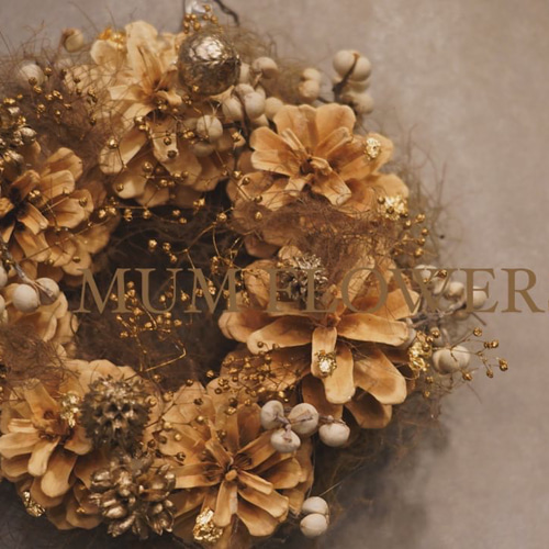 2個set 松ぼっくり&スモークツリーのミニリース リース MUM FLOWERS