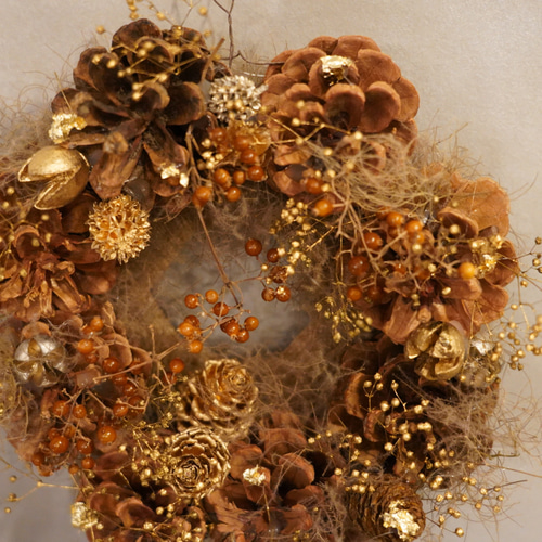 2個set 松ぼっくり&スモークツリーのミニリース リース MUM FLOWERS