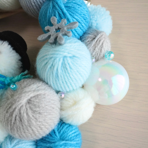 クリスマスリース 雪だるま ニットリース 毛糸玉リース リース git3