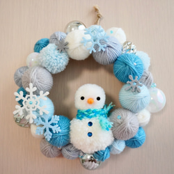雪だるまのクリスマスリース ニットリース 毛糸玉リース リース